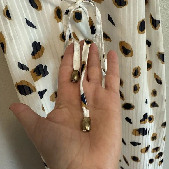 Generation K Leopard Ruffle Maxi Dress W/ Tie Belt Boho Whimsigoth Coastal M - Picture 9 of 12